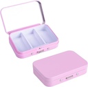 2Pack pilleri laatikko 3 Osasto pilleri tapauksessa,Portable Metal Travel pilleri laatikko peili lääketieteen, vitamiinit, kalaöljy ja lisäravinteet,Portable pilleri laatikko taskulle tai kukkarolle(Pink)