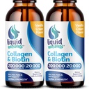 Liquid Collagen and Biotin, 2 Fl. Oz, Ultra-vahva Collagen täydentää naisille, Keto Friendly Biotin hiusten kasvua naiset, kynnet, & ihon vitamiinit B7 Collageno Peptides ...