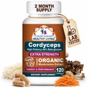 Syöpätieteet Cordyceps Mushroom Supplement Kapselit - 1500mg Organic Mushroom Complex for Wellness, High Potency 40% Beta-Glucans, Immuuni Support Supplement for Energy & Stamina Booster, 120 Count