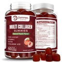 Zammex Multi Collagen Peptides Gummies (tyyppi 1, 2, 3, 5 & 10), 30 Servings, Anti-Aging Collagen Gummy Supplements for Women&Men with Biotin C-vitamiini, hyaluronihappo, persikka maku