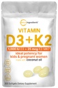 Mikro-aineet D3-vitamiini 1 000 IU + K2 MK-7 25 mikrog, 300 Softgels 