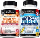 Päivittäinen monivitamiini naisten kapselit (1 kuukausi tarjonta) Plus kolminkertainen vahvuus Omega 3 kalaöljy Softgels (1 kuukausi tarjonta)