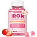 Vegan Iron Supplement Gummies for Women & Men, Anemia, Veren rakentaja & energiatuki rautapuute, kanssa C-vitamiini, A, B Complex, Folaatti, CoQ10, sokeriton, ei-GMO, 60 kreivi