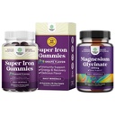 Bundle of Delicious Iron Gummies for Women and Men - Iron Supplement for women and men with vitamiin C for Higher Absorption and Pure Magnesium Glycinate 400mg Per Serving for Mood Sleep and Relaxation