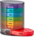 MEDca Weekly Pill Organizer, 1 Dispenser, 7 Stackable Multi-Color Osastot Four Times-a-Day - Morning, Noon, Ilta, ja Bedtime, Musta