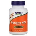 Now Foods Betaine HCl, 648 mg ja 150 mg Pepsin, 120 kapselia, 2 pakkausta