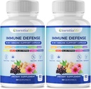 Immunosupport Supplement - 2 pakkausta 10 in 1 Elderberry, Echinacea, D-vitamiini, C-vitamiini 1000 mg & Sinkki Supplement - kanssa Immuuni Booster aikuisille - 120 Vitamiins Kapselit