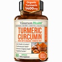 Kurkuma täydentää Black Pepper Extract - High Potency Organic Turmeeric 1400mg & 95% Curcuminoidit nivel- & Ruoansulatus-terveys - Joint Support Supplement - 60 Vegan Curcuma Kapselit