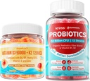 NEVISS-vitamiini D3 K2 Gummies + Sokerittomat probiootit Gummies