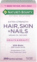 Nature's Bounty Hair Skin and Nails 5000 mikrog Biotin - 250 päällystettyä tablettia Säännöllinen & Extra vahvuus (Extra Strength, kaksi pulloa kukin 250 Softgels)