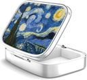 Pillerilaatikko 2 Osasto Pieni pilleri tapauksessa,Portable Pocket tai kukkaro pilleri Organizer pilleri säiliö Hold Vitamiinit, Lääkkeet, Kalaöljy ja lisäravinteet [Starry Night)