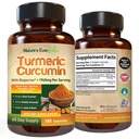 Turmeric Curcumin with Black Pepper Extract (Bioperine) & Organic Turmeric Vegan Joint Support Supplement. Pura 95% Curcuminoidit 1965 mg täydentää terveitä niveliä & Immuuni tuki. 180 kapselia