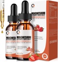 Magnesium Glycinate Liquid Drops, 1000 mg Liquid Magnesium Supplement, jossa on bromaiini, B6-vitamiini C D, suuri imeytyminen Magnesium Complex yöllä, lihasten ja energian tuki, 1 Fl Oz (pakkaus 2)