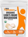 BulkSupplements.com Organic Lions Mane Mushroom Powder - Lions Mane Powder, Sieni Supplement - Vegan & Gluteeniton, 1g per tarjoilu, 1kg (2,2 lbs) (Pack of 1)