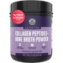 16oz Bone Broth Powder with Grass Fed Collagen Peptides - Ei makua, Zero Carb, Dairy Free, Ei lisäaineita, Ei täyteaineita - Natural Source Tyyppi I ja III - Grass Fed Brone Broth Collagen Powder