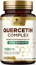 Quercetin Supplement 1000mg - Natural, Plant-Based tuki immuuni-, solu-, hengitysteiden ja kausimuutokset - Extra vahvuus Quercetin Dihydraatti Sophora Japonica - 120 kasviskapselit