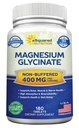 aSquarted Nutrition Magnesium Glycinate 400 mg - 180 tablettia - Max Strength Magnesium Bisglysinaatti täydennysosa - Suurin biologinen hyötyosuus & imeytyminen - ei puskuroitu tuki lihakset, luut & sydän