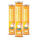 nutrazul Immuuni Triple Action Effervescent Tabletit, joissa C-vitamiini 1000 mg, D-vitamiini, Sinkki, Tuki päivittäin Rutiini, Gluteeniton, Sokeriton, Laktoositon, Orange Flavor, 20 tablettia (pakkaus 3)