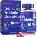 LOVEBUG Probiootit lapsille Probiootti purukumia prebioottikuitua ikä 4+,Daily Lasten Gut Health & Dgestive Support Supplement, Sokerivapaa marja maku, 30 Count