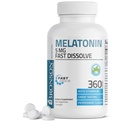 Bronson Melatoniini 5 mg Nopea liuotus Piparminttu Tabletit B6-vitamiini - Edistää rentoutumista, 360 Kasvissyöjä purutabletti