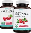Luomukarpalo pillereitä & tart kirsikka - Puhdista & Clean Bundle - Virtsateiden ja virtsahapon tuki - Organic Cranberry pillereitä - 50:1 Konsentraatti & Luomu tart kirsikka kapselit - 4:1