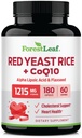 ForestLeaf Red Yeast Rice CoQ10 täydennysosa - 1215 mg Extra vahvuus Punainen Hiiva Riisi Kapselit Alpha Lipoic Acid & Organic pellavansiemen, Citrin Free - 180 kapselia