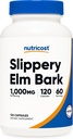 Nutricost Slippery Elm Bark kapselit 1000mg per Serving, 120 kapselit - ei-GMO, Gluteeniton, Kasvissyöjä Ystävällinen