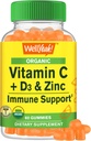 WellYeah Organic C-vitamiini + D3 + Sinkki Gummies - immuuni Boosting, antioksidantti-Rich, ja Bone Health Supporting, USDA Organic, Vegan, ja ei-GMO - Gluteeniton, Pähkinätön Gummy - 60