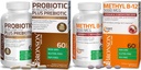Bronson Probiootti 50 miljardia PMY + Prebiootti omenapolyfenolien ja ananaksen hedelmäuute + metyyli B12 5000 mikrog B12-vitamiinin kanssa