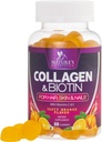 Kollageeni Gummies 2500 mcg Biotiini, C-vitamiini & sinkki - Hydrolysoitu Collagen Peptide Tyyppi 1 & 3 täydennysosa - Hiusten, ihon ja kynsien kasvua tukea naisille ja miehille, gluteeniton, ei GMO:ita - 60
