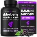 NutraChamps Elderberry C-vitamiinin ja sinkki - 5 in 1 Immuniteetti täydentää, 10 000 mg Sambucus Musta Elderberry kapselit D3-vitamiini 5000 IU, Sambucus Elderberry uute Immuuni tuki aikuisille