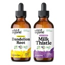 Wild & Organic Voikukka Root Tincture & Milk Thyttle Tincture 4 fl oz - Maksan Cleanse Detox Support - Voikukka juuriuute Drops - Maito ohdake täydentää - Ei sokeria ja alkoholia