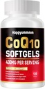 CoQ10-400mg-Softgels with PQQ, Omega-3, Coenzyme Q10(Ubikinone) Supplement for High-Absorption, Powerful-Antioxidantti, Support Heart & Energy-Production, 120 Servings.