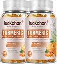 Kurkuma ja inkivääri Gummies (2 pakkaus) - Turmeeric Curcumin Black Pepper & Inkivääri lisäravinteet Immuun Support Terve iho - Vegaani Turmeeric Gummies aikuisille - Gluteeniton, Matala sokeri