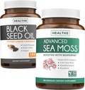 Black Seed Oil & Irish Sea Moss (3-kuukautinen toimitus) - Power Duo Bundle Black Seed Oil (180 kapselia) Kylmäpaineinen Nigella Sativa & Irish Sea Moss (180 kapselia) Bioperine ja Bladderwrack