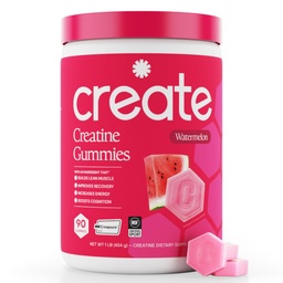 Luo Creatiini Monohydraatti Gummies for Men & Women - Boost Focus, Strength, and Endurance, Anti-Melting Formula, Vegan, Gluteenittomat, ei-GMO, 1,5 Gram Creatiini per Gummy (Watermelon, 90 t)