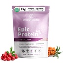 Sprout Living Epic Protein, Plant Based Protein & Superfoods Powder, Pro Collagen, Berry 15 Grams Organic Protein Powder, Vegan, Non Dairy, Non-GMO, Gluteeniton, vähäsokeri (0,7 kiloa, 12 tarjoilua)