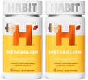 Habit Metabolia Supplement 2 Pack (120 kapselia) - tukee Ruoansulatuselimistön ja aineenvaihduntaa, B12-vitamiinia, seleeniä, kromia, omenaviinietikka, vegaania, ei GMO:ita