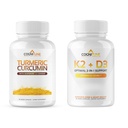 CogniTune Immuunien ja sydän- ja verisuonitautien tuki Bundle - D3-vitamiini 5000IU + K2-vitamiini Turmeerinen Curcumin & inkivääri