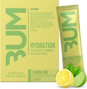 RAW Electrolytes Powder Hydration Drink Mix Packets, Bum Hydrate (Sitruunalimetti, 20 tarjoilua) - Elektrolyytti Hydration Packets tukee lihasten toiminta & Endurance - Keto vapaa Elektrolyyttejä jauhepaketteja