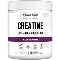 Jacked Factory Creatine for Women - Creatine Monohydrate with Collagen + Colostrum to Support Workout Performance, Lean Muscle Growth, Healthy Hair, Skin, & Nails - 30 Servings, Watermelon