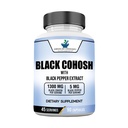 American Standard Supplements Black Cohosh 1300mg Per Serving with Black Pepper Fruit Extract - Vegaani, Gluteeniton, ei-GMO, 90 kapselia, 45 tarjoilua