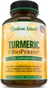 Turmeerinen Curcumin BioPerine 1500mg - Natural & Healthy Inflammatory Support 95% Standarded Curcuminoids for Potency & Imeytyminen - 60 kapselia mustapippuri