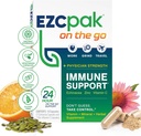 EZC Pak On The Go Immunomy System Booster Echinacea, C-vitamiini, Sinkki, Immunosupport Supplement, Immunovitamiinit aikuisille, Matkaystävällinen Pakkaus, Kasvisruokaa, Gluteeniton