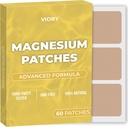 Magnesium paikat (Pack of 60) - 100% Natural Patch naisille ja miehille - kalsium - Lihas- ja luutuki, Calming - parannettu Formula