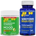 NATURAL STACKS Mielialan magnesiumsitraatti Gummies + serotoniini aivot Ruoka Bundle - positiivinen mieliala & stressi tuki - 90 palaset