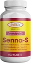 TERVEYS LFE Senna-S Tabletit, Senna Plus(Laksatiivinen/Jakkara Softener) Hellävarainen yön yli Satunnainen ummetus Generic Senokot-S (pieni (Pakkaus 1), 500)