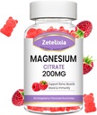 Magnesium Citrate Gummies, korkea imeytyminen Magnesium Gummies aikuisille, lihas- ja hampaiden tuki, 60 Vegaani luonnollinen vadelma Gummy