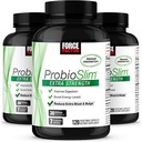 Force Factor ProbioSlim Extra Strength Probiotic Supplement naisille ja miehille 30 miljardia PMY:ää ja Green Tea Extract for Gut Health Support, Bloating and Gas Relief, 120 Count (Pack of 3)