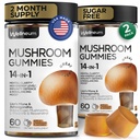 Sieni Gummies 5000 Mg 120 kpl (2 pakkaus) - Lion's Mane ja 9 Adaptogenic sieniä Blend - Ashwagandha, L-Theanine - Sieni Gummies for Energy, Immuniteetti, Focus, aivojen Boost - Ei sokeria ja GMO
